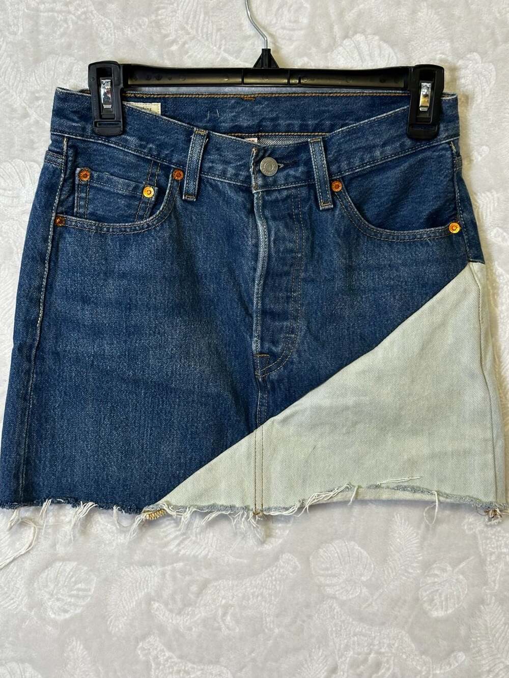 Levi's Premium‎ Two-Tone Deconstructed Denim Mini Skirt